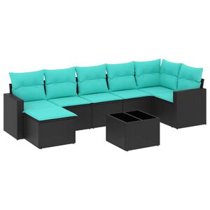 vidaXL sofas&aelig;t til haven 8 dele med hynder polyrattan sort
