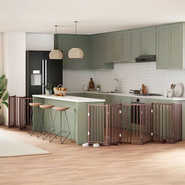 vidaXL hundel&aring;ge med d&oslash;r 12 paneler 600 cm foldbar poppeltr&aelig; brun