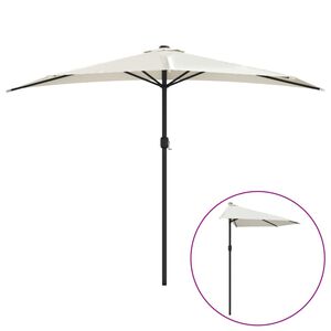 vidaXL balkonparasol med aluminumsstang sandfarvet 300 x 155 cm halv