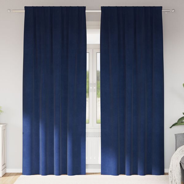 vidaXL Mørklægningsgardiner 2 pcs Mørk blå 140 x 245 cm Fløjl