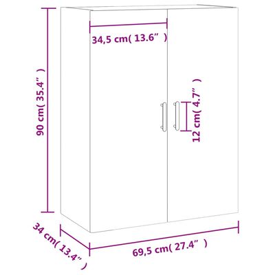 vidaXL væghængt skab 69,5x34x90 cm sort