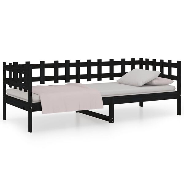 vidaXL daybed 90x200 cm massivt fyrretræ sort