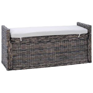 vidaXL Opbevaringsb&aelig;nk med pude Sorte vask 110 x 40 x 50 cm Rattan