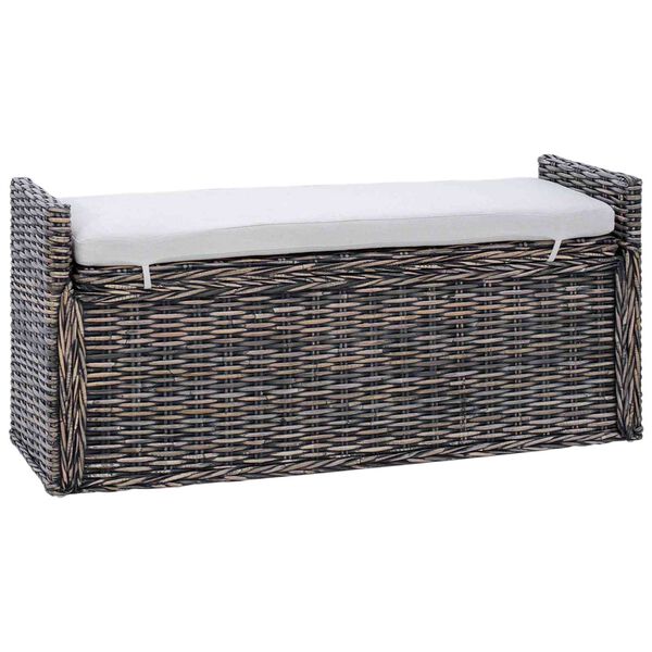 vidaXL Opbevaringsb&aelig;nk med pude Sorte vask 110 x 40 x 50 cm Rattan