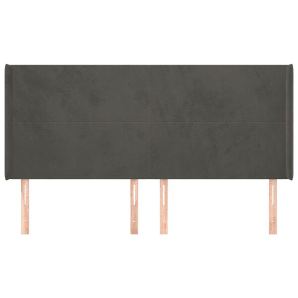 vidaXL sengegavl med kanter 183x16x118/128 cm fl&oslash;jl m&oslash;rkegr&aring;