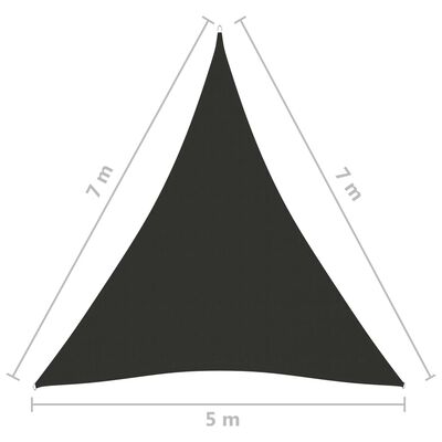 vidaXL solsejl 5x7x7 m oxfordstof trekantet antracitgrå