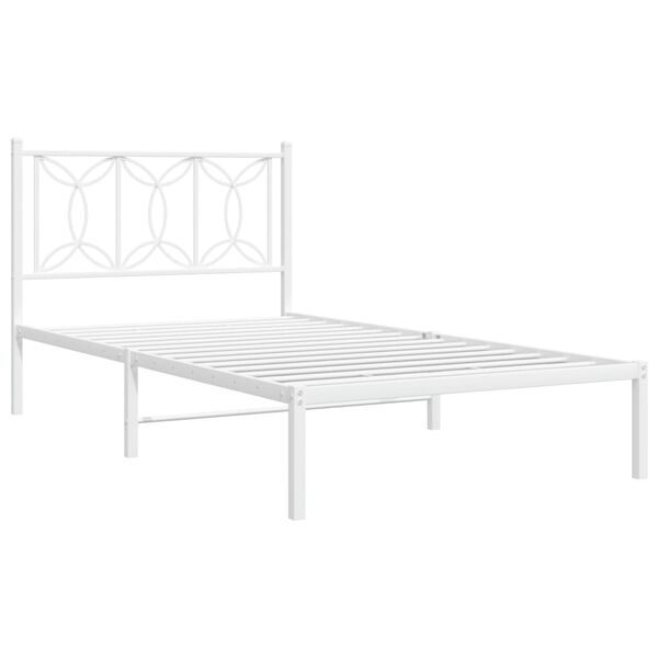 vidaXL sengeramme med sengegavl 100x190 cm metal hvid