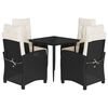 vidaXL spisebordss&aelig;t til haven 5 dele med hynder polyrattan sort