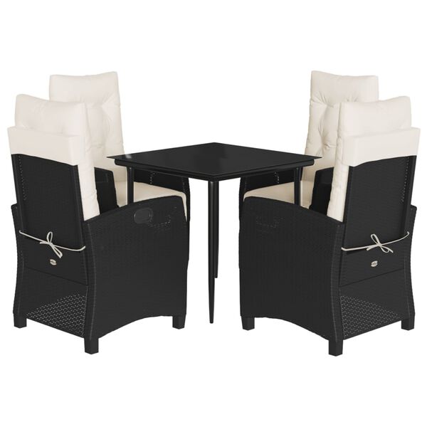 vidaXL spisebordss&aelig;t til haven 5 dele med hynder polyrattan sort
