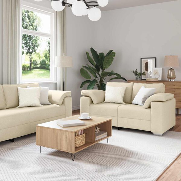 vidaXL Sofa Sæt 2 pcs Creme 219 x 77 x 82 cm Stof