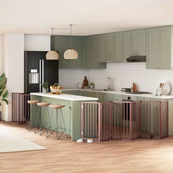 vidaXL hundel&aring;ge med d&oslash;r 9 paneler 450 cm foldbar poppeltr&aelig; brun