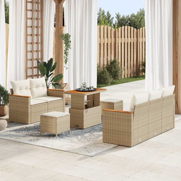 vidaXL Havesofa S&aelig;t 8 pcs Beige polyrattan