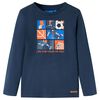 Lang&aelig;rmet T-shirt til b&oslash;rn str. 116 marinemeleret