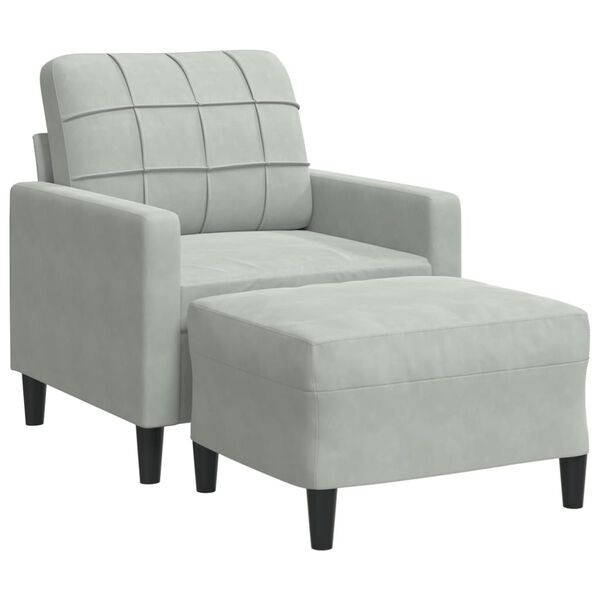 vidaXL sofastol med fodskammel 60 cm velour lysegrå