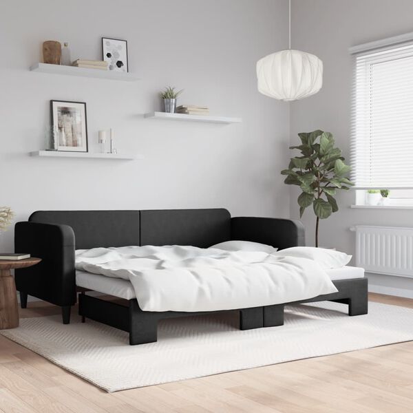 vidaXL daybed med udtræk 90x190 cm stof sort