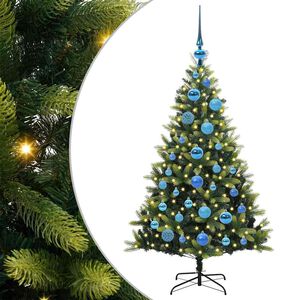 vidaXL Kunstig h&aelig;ngslet juletr&aelig; med 150 LED-lys Gr&oslash;n 120 cm PVC og PE