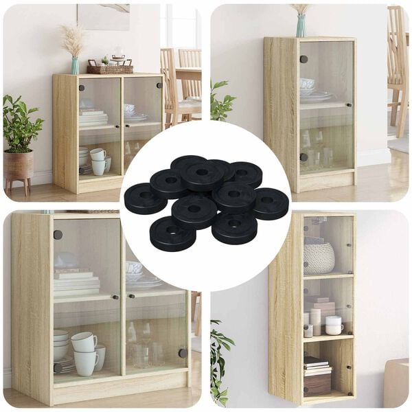 vidaXL velegnet til flade skiver 12 pcs Sort &empty;15 x 3 mm PVC Copolymer