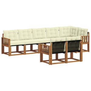 vidaXL Udend&oslash;rs sofagruppe med pude 8 pcs Naturlig og Fl&oslash;de