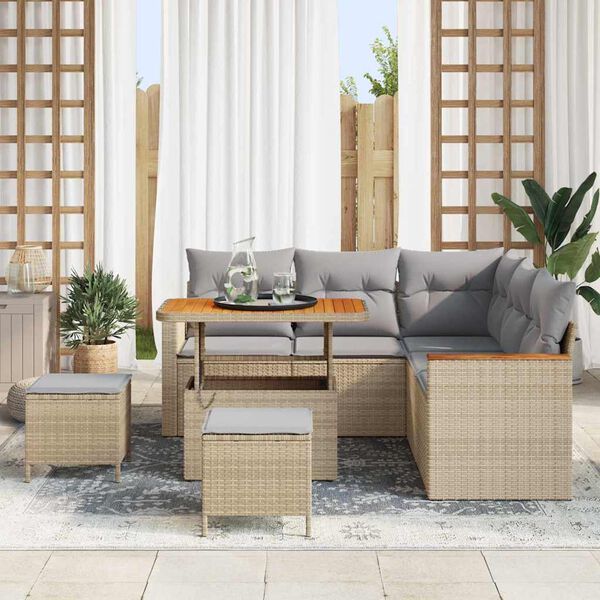 vidaXL Havesofa S&aelig;t 8 pcs Beige polyrattan