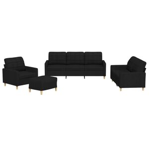 vidaXL sofas&aelig;t 4 dele med hynder stof sort