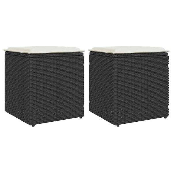 vidaXL havestole med hynder 2 stk. 40x40x43 cm polyrattan sort