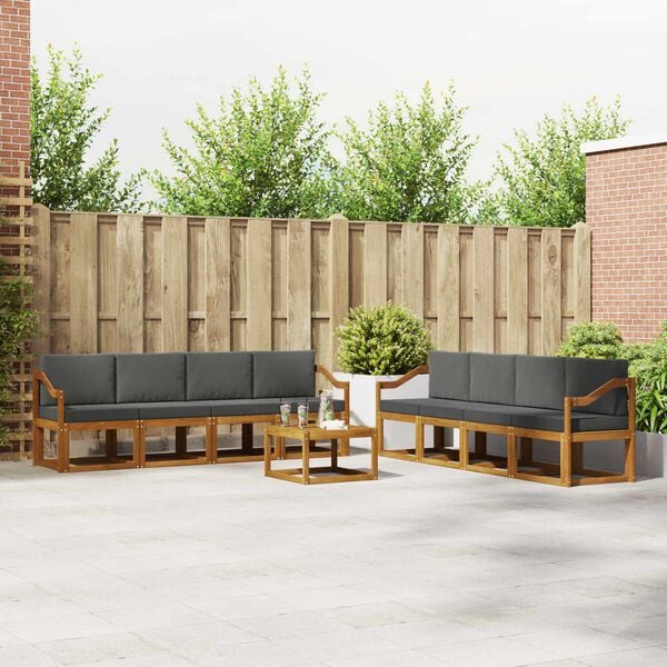 vidaXL Udend&oslash;rs sofagruppe med pude 9 pcs Naturlig og Antracit