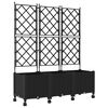 vidaXL Haveplantekasse med espalier og hjul 3 stk. Sort PP