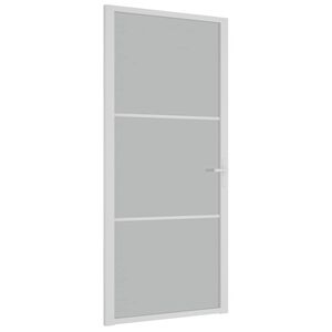 vidaxL d&oslash;r 93x201,5 cm mat glas og aluminium hvid