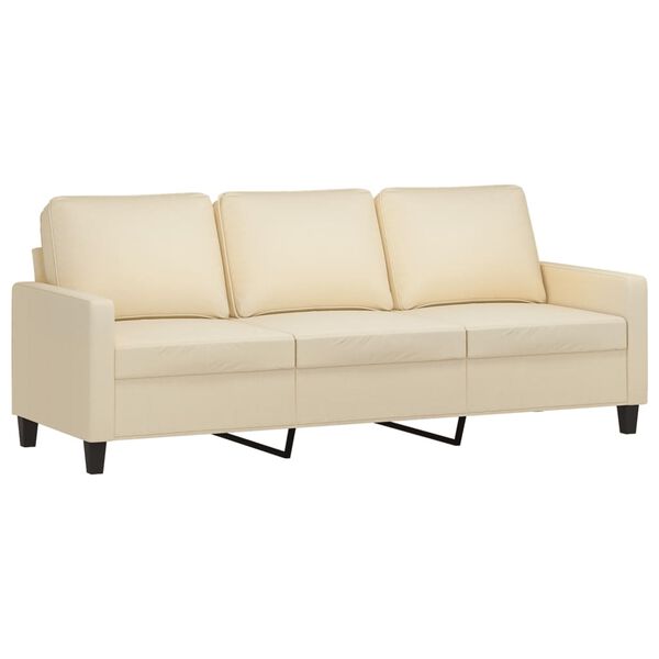 vidaXL 3-personers sofa med fodskammel 180 cm stof Cremefarvet