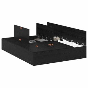 vidaXL Seng med opbevaring Sort eg 135 x 190 cm Konstrueret tr&aelig;