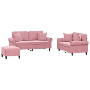 vidaXL sofas&aelig;t 3 dele med puder velour lyser&oslash;d