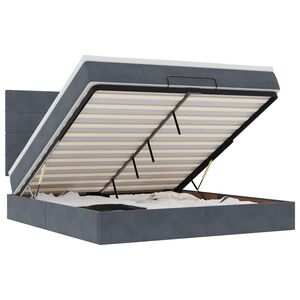 vidaXL osmannisk sengeramme med madrasser 160x200 cm fl&oslash;jl m&oslash;rkegr&aring;