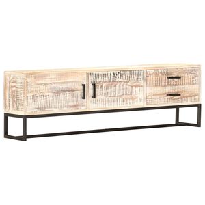 vidaXL tv-skab 140 x 30 x 45 cm massivt akacietr&aelig; hvid