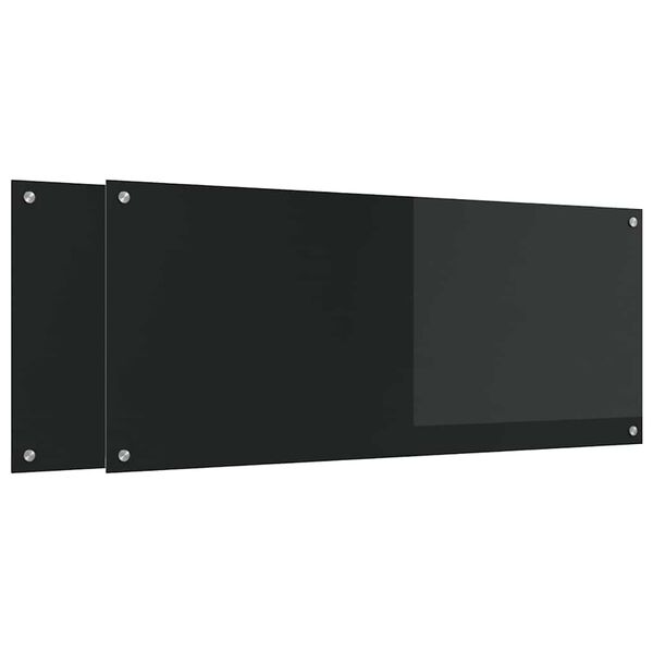 vidaXL Køkken bagvæg 2 pcs Sort 120 x 50 cm hærdet glas