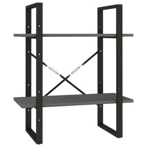 vidaXL bogreol 60x30x70 cm 2 hylder massivt fyrretr&aelig; gr&aring;
