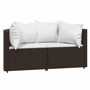 vidaXL hj&oslash;rnemoduler til havesofa 2 stk. med hynder polyrattan brun