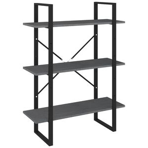 vidaXL bogreol med 3 hylder 80x30x105 cm massivt fyrretr&aelig; gr&aring;