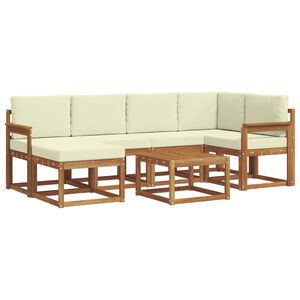 vidaXL Udend&oslash;rs sofagruppe med pude 7 pcs Naturlig og Fl&oslash;de