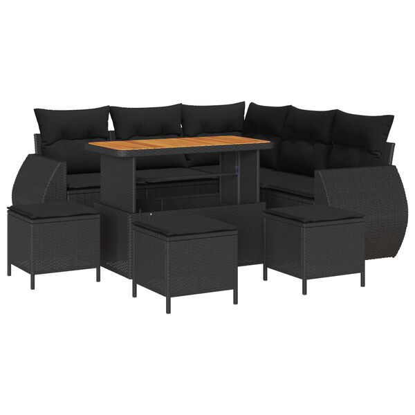 vidaXL Havesofa S&aelig;t 9 pcs Sort polyrattan
