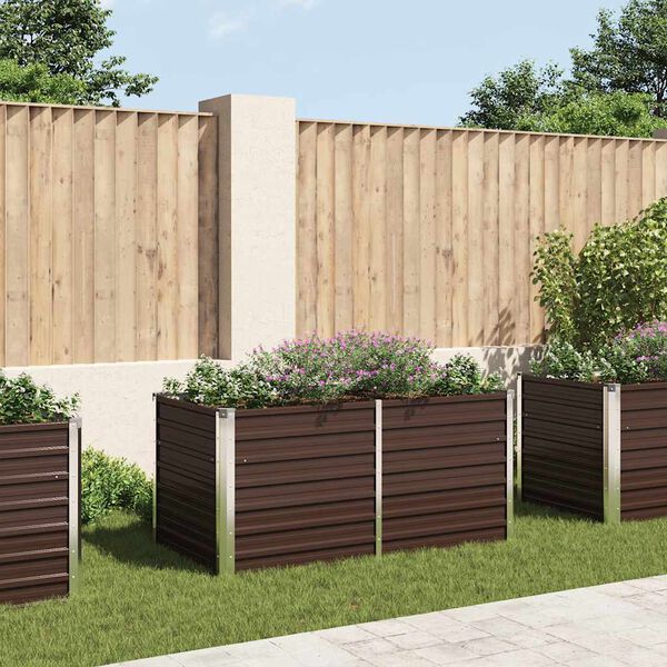 vidaXL hævet plantekasse 160 x 80 x 77 cm galvaniseret stål brun