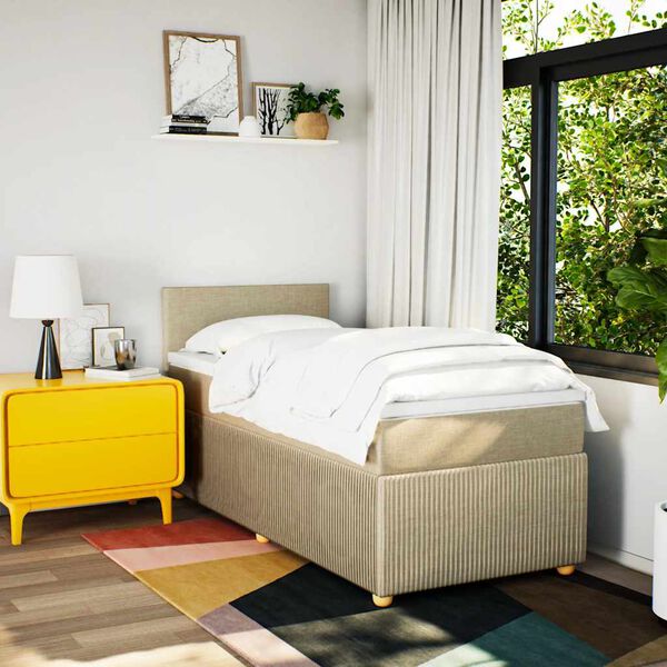 vidaXL kontinentalseng med madras 100x200 cm stof cremefarvet