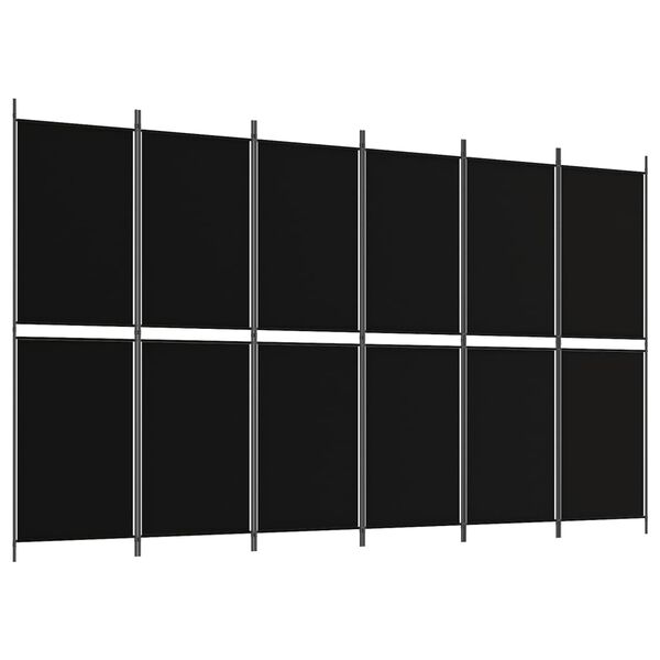 vidaXL 6-panels rumdeler 300x180 cm stof sort