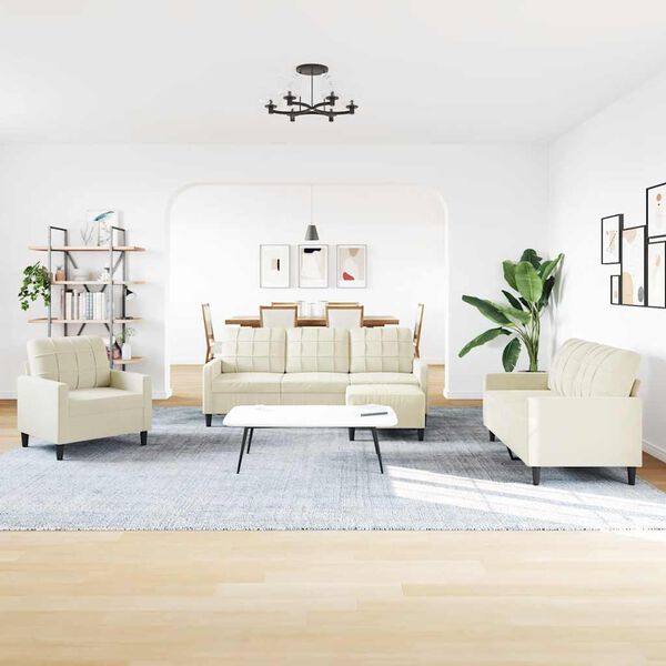 vidaXL sofasæt 4 dele med hynder velour cremefarvet
