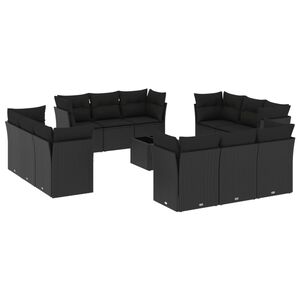 vidaXL sofas&aelig;t til haven 13 dele med hynder polyrattan sort