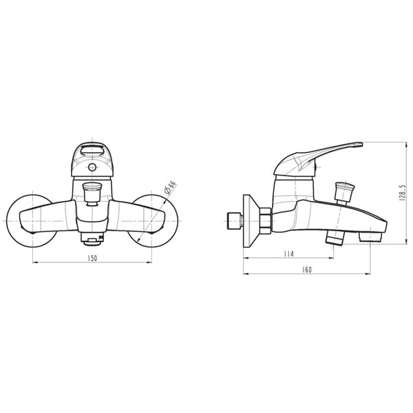 SCHÜTTE blandingsbatteri til kar CALVINO krom