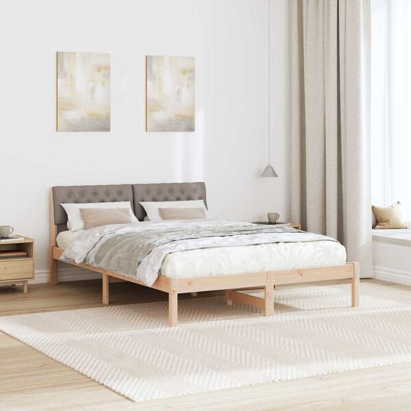 vidaXL Sengestel Brun og taupe 140 x 200 cm Massivt fyrretr&aelig;