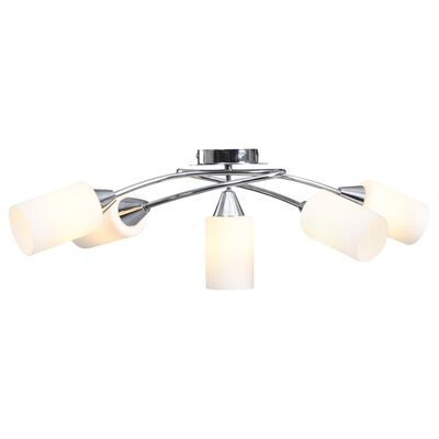 vidaXL loftlampe med keramiske lampeskærme til 5 E14-pærer hvid