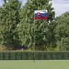 vidaXL Slovakiet flag og flagstang 5,55 m aluminium