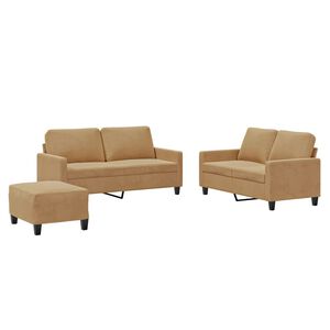 vidaXL sofas&aelig;t 3 dele med hynder velour brun