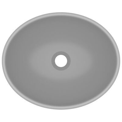 vidaXL luksuriøs håndvask 40x33 cm keramisk oval mat lysegrå